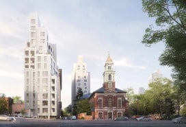 The 14-story Nine Chapel luxury condominium is a new development in Downtown Brooklyn.
